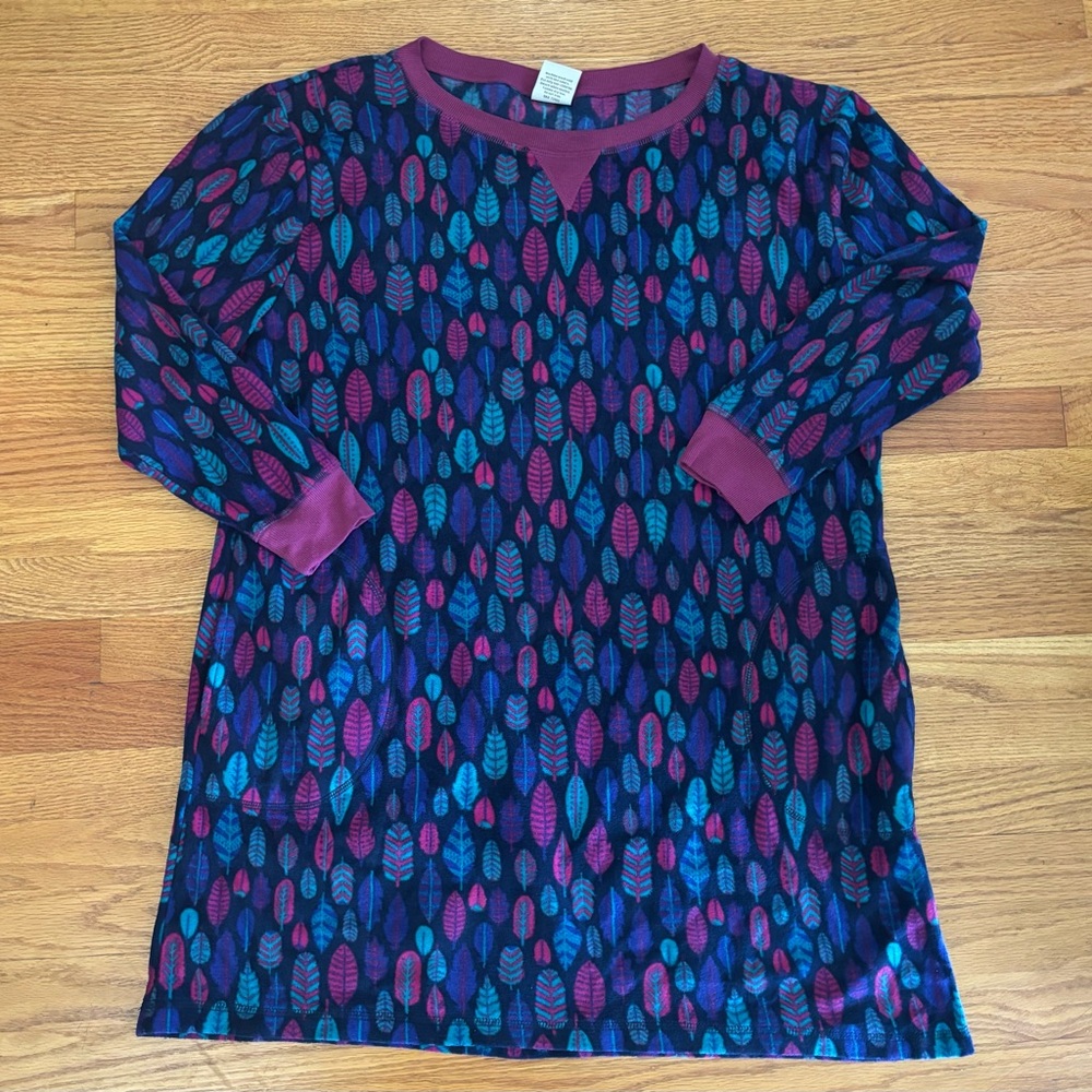 Mountains Peak Sleep Shirt Women’s XL Milticolored Leaves Pattern Long Sleeve